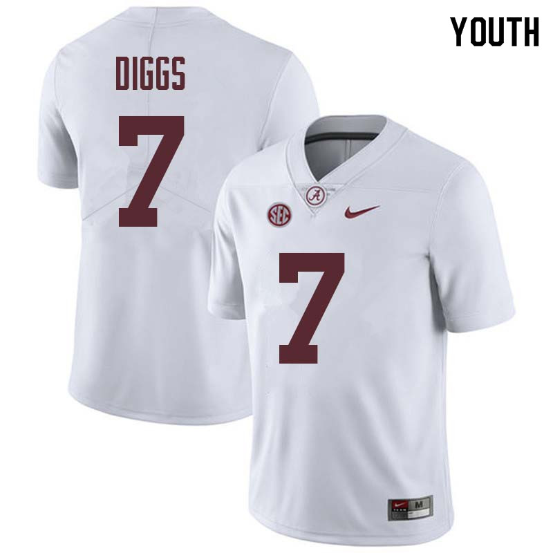 Alabama Crimson Tide Youth Trevon Diggs #7 White NCAA Nike Authentic Stitched College Football Jersey CC16P66XU
